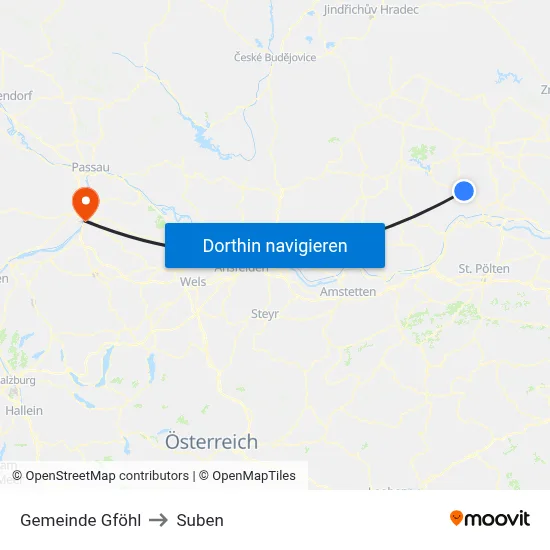 Gemeinde Gföhl to Suben map