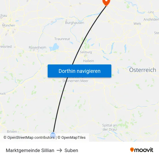 Marktgemeinde Sillian to Suben map