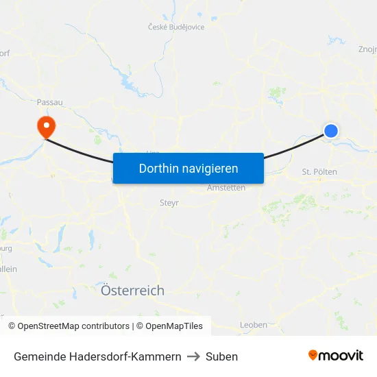 Gemeinde Hadersdorf-Kammern to Suben map