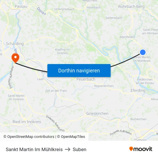 Sankt Martin Im Mühlkreis to Suben map