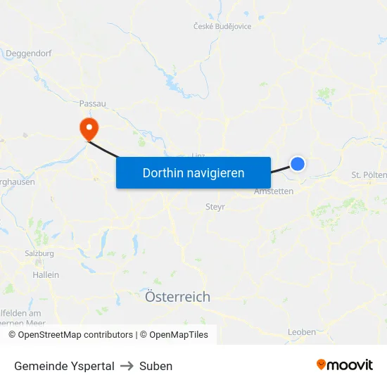 Gemeinde Yspertal to Suben map
