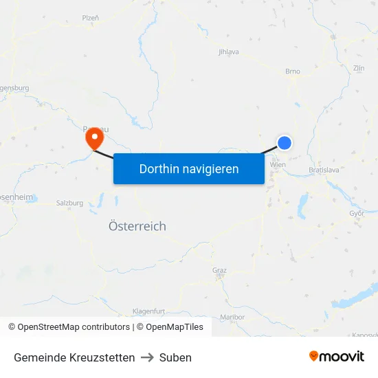 Gemeinde Kreuzstetten to Suben map