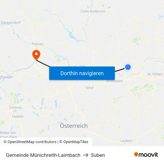 Gemeinde Münichreith-Laimbach to Suben map