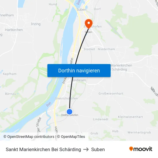 Sankt Marienkirchen Bei Schärding to Suben map