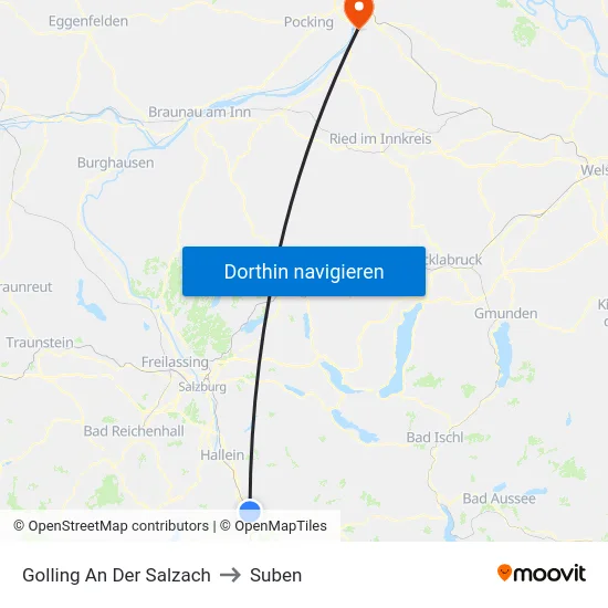 Golling An Der Salzach to Suben map
