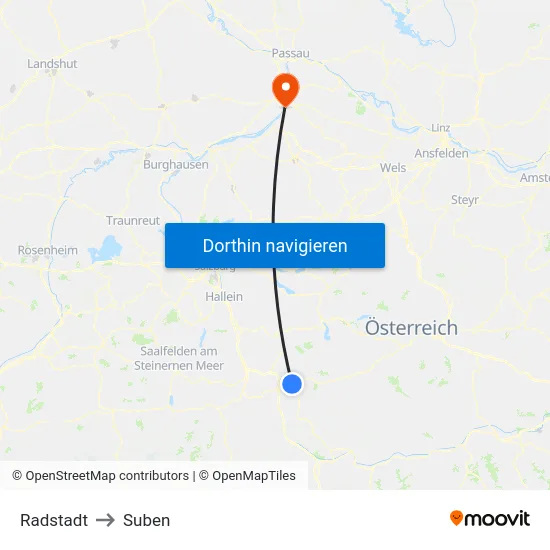 Radstadt to Suben map