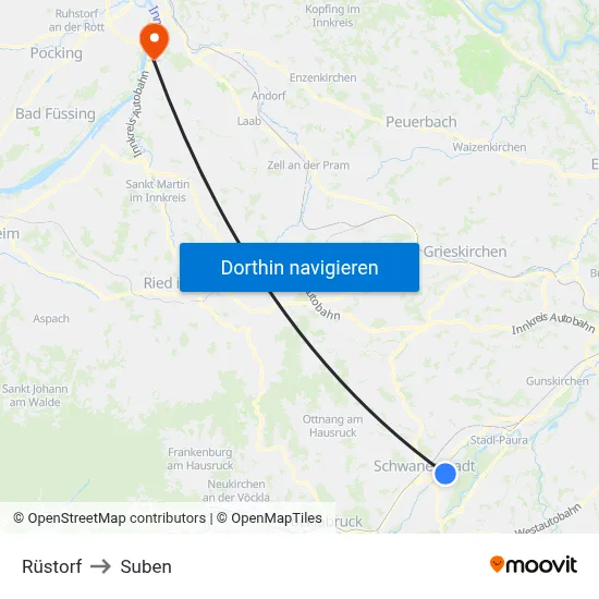Rüstorf to Suben map