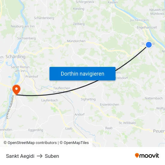 Sankt Aegidi to Suben map