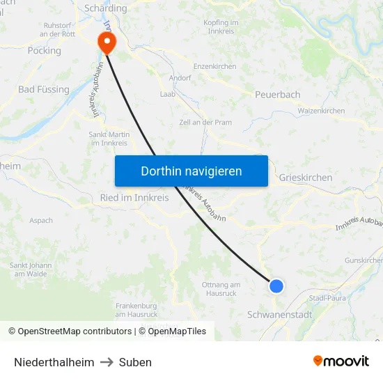Niederthalheim to Suben map