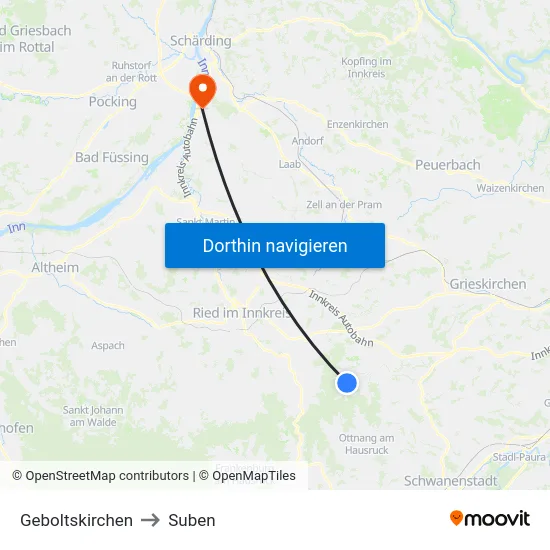 Geboltskirchen to Suben map