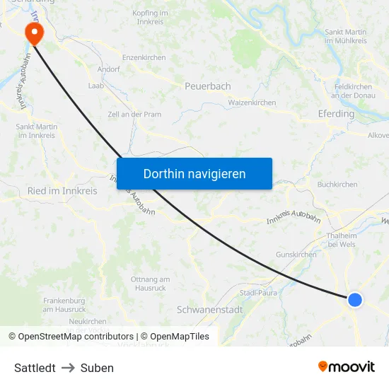 Sattledt to Suben map