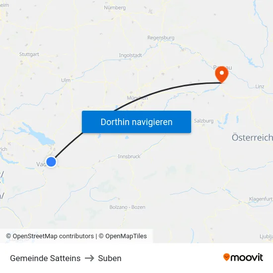 Gemeinde Satteins to Suben map