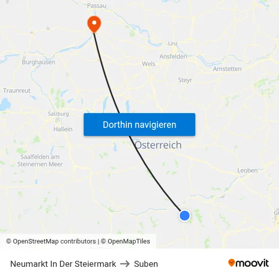 Neumarkt In Der Steiermark to Suben map