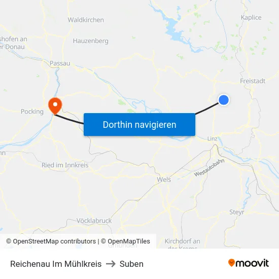 Reichenau Im Mühlkreis to Suben map