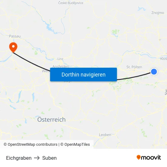 Eichgraben to Suben map