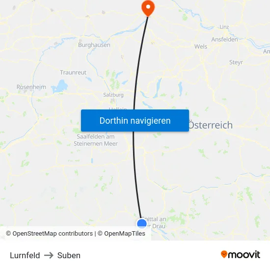 Lurnfeld to Suben map