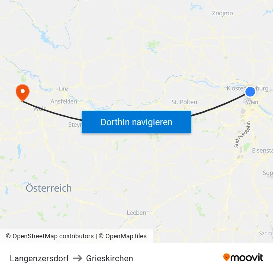 Langenzersdorf to Grieskirchen map
