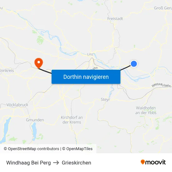 Windhaag Bei Perg to Grieskirchen map