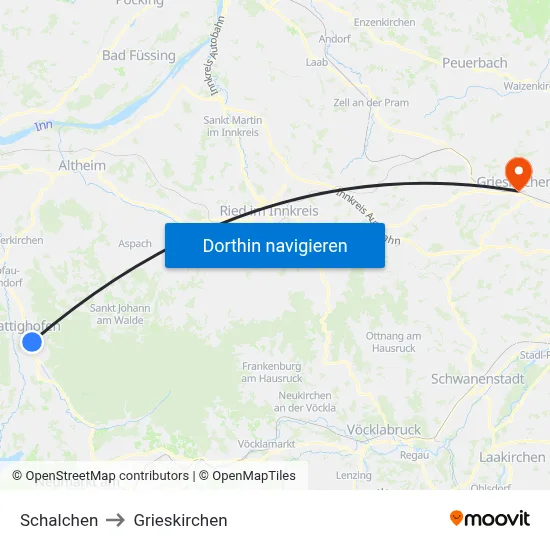 Schalchen to Grieskirchen map