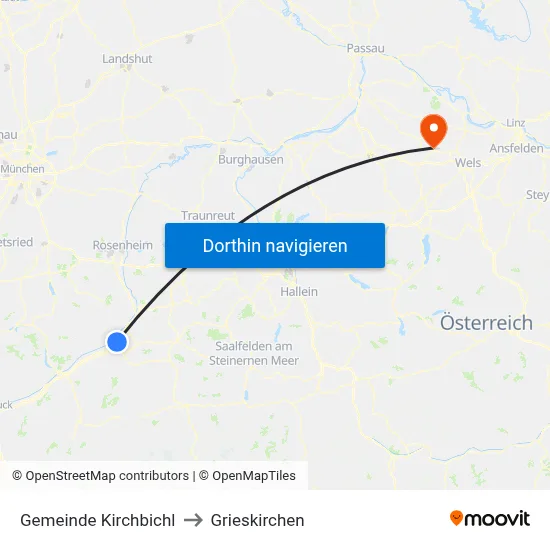 Gemeinde Kirchbichl to Grieskirchen map
