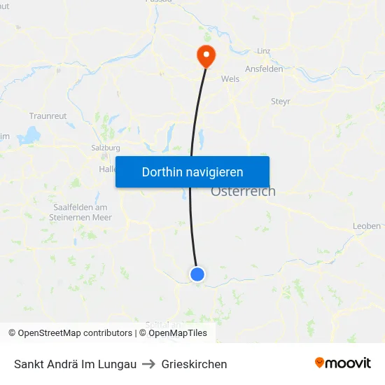 Sankt Andrä Im Lungau to Grieskirchen map