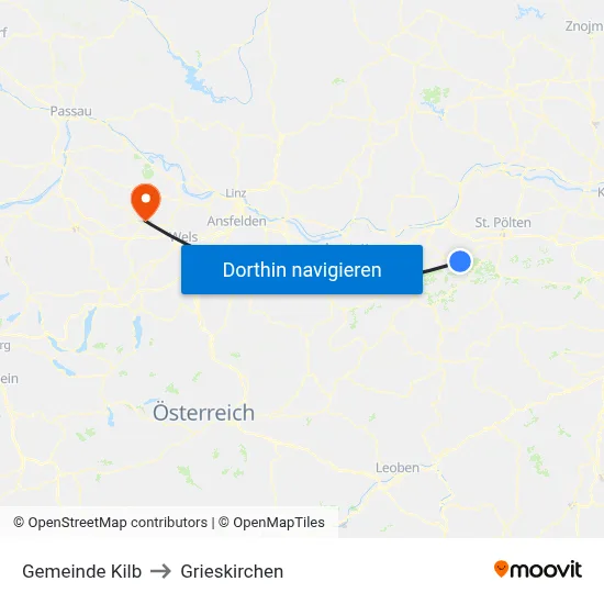 Gemeinde Kilb to Grieskirchen map