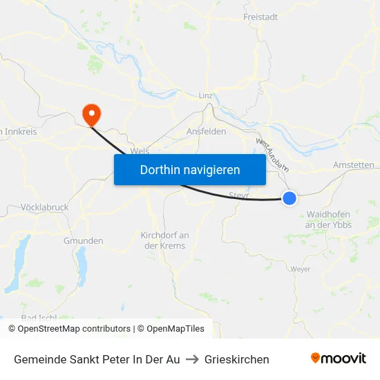 Gemeinde Sankt Peter In Der Au to Grieskirchen map