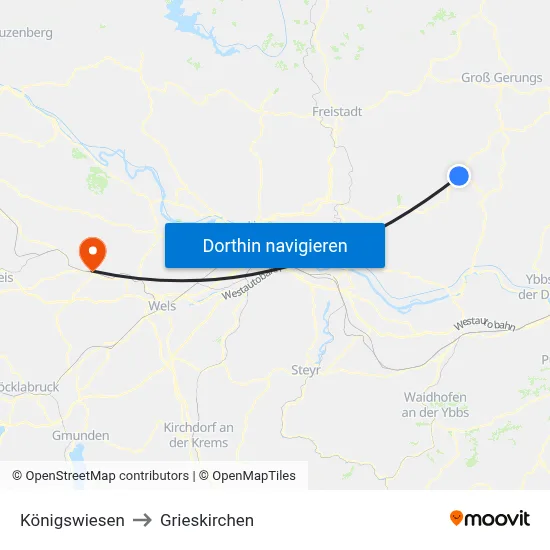 Königswiesen to Grieskirchen map