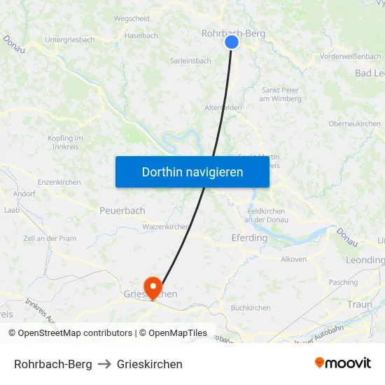 Rohrbach-Berg to Grieskirchen map