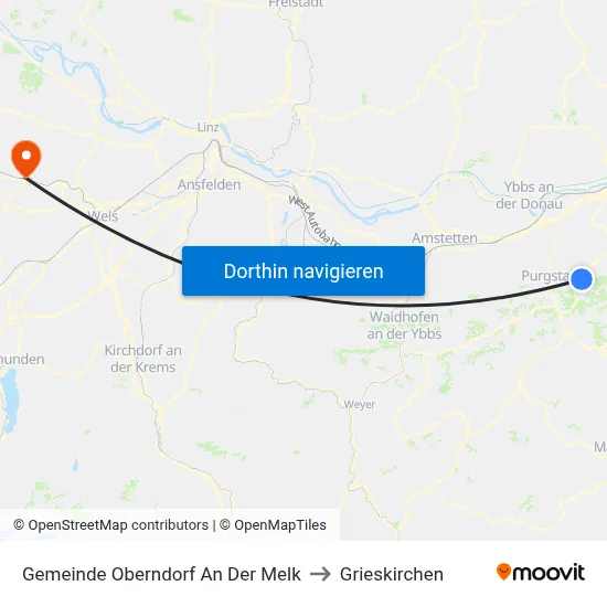 Gemeinde Oberndorf An Der Melk to Grieskirchen map