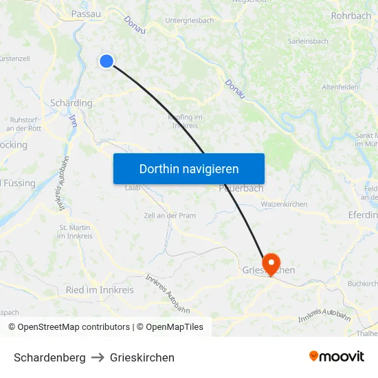 Schardenberg to Grieskirchen map
