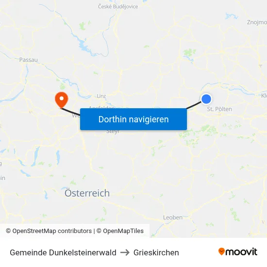 Gemeinde Dunkelsteinerwald to Grieskirchen map