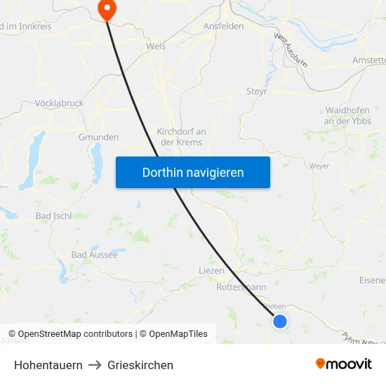 Hohentauern to Grieskirchen map