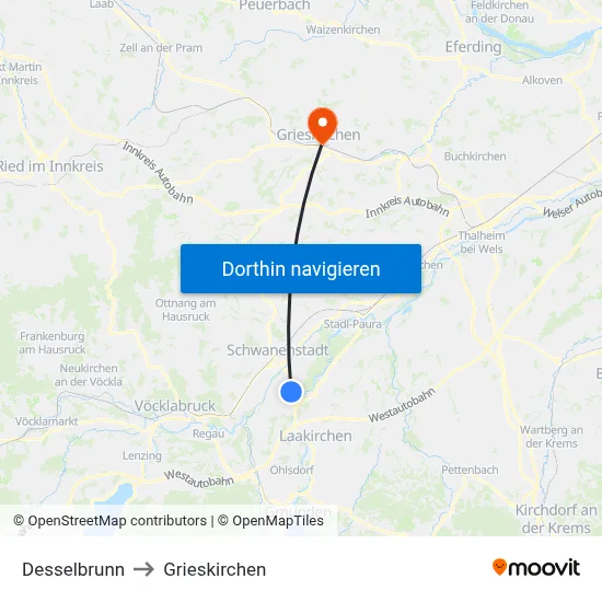 Desselbrunn to Grieskirchen map