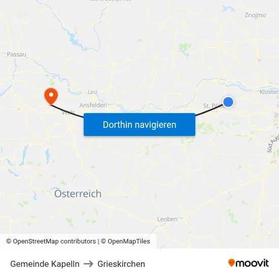 Gemeinde Kapelln to Grieskirchen map