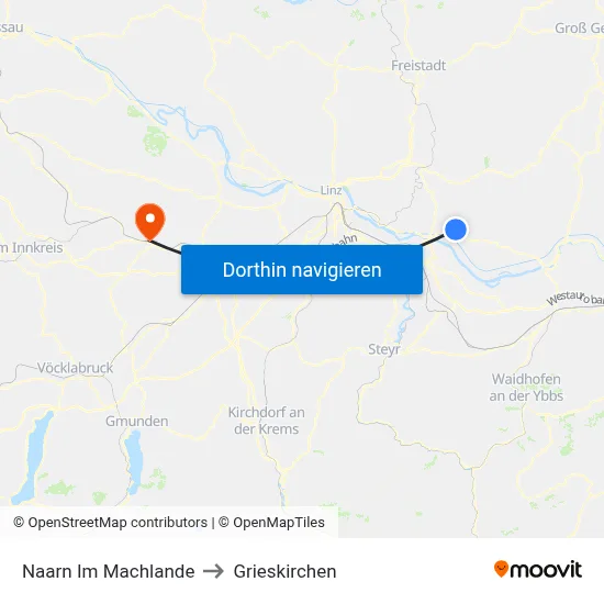 Naarn Im Machlande to Grieskirchen map