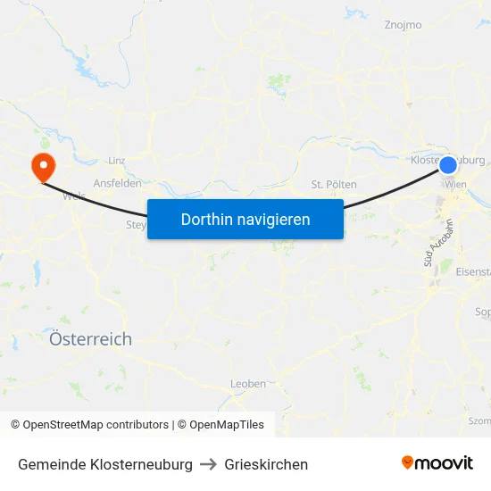 Gemeinde Klosterneuburg to Grieskirchen map