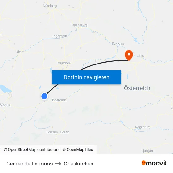 Gemeinde Lermoos to Grieskirchen map