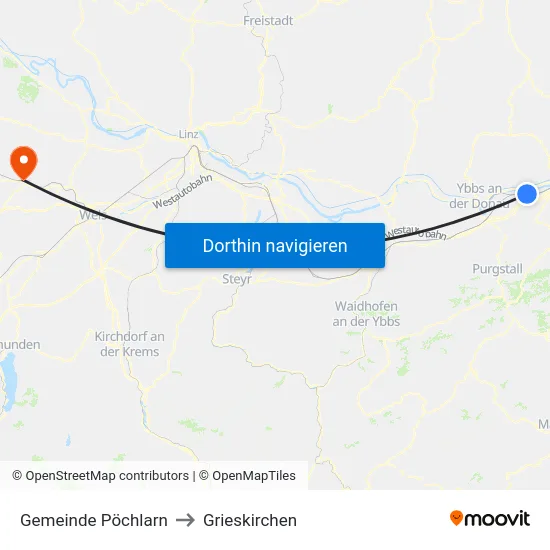 Gemeinde Pöchlarn to Grieskirchen map