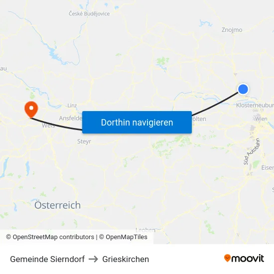 Gemeinde Sierndorf to Grieskirchen map