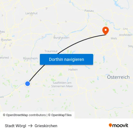 Stadt Wörgl to Grieskirchen map