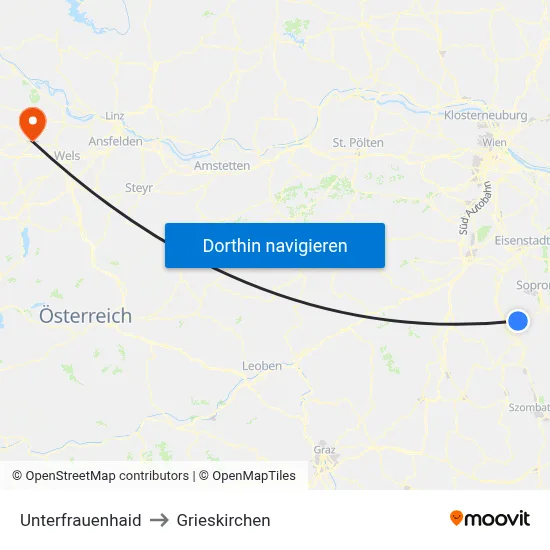 Unterfrauenhaid to Grieskirchen map