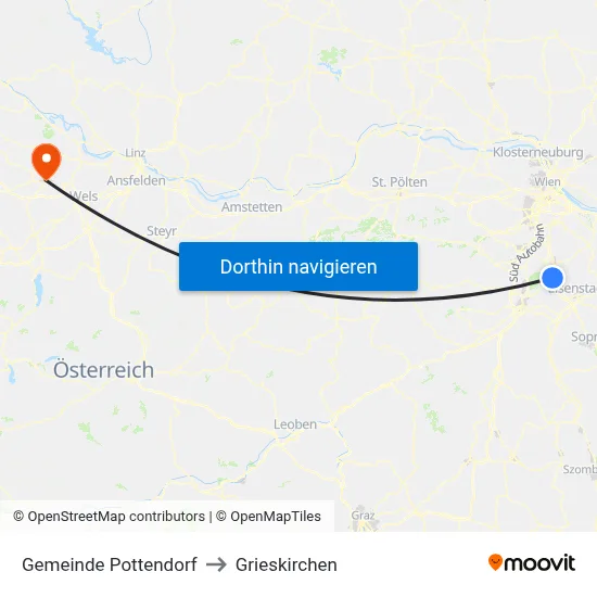 Gemeinde Pottendorf to Grieskirchen map