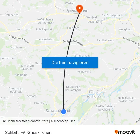 Schlatt to Grieskirchen map