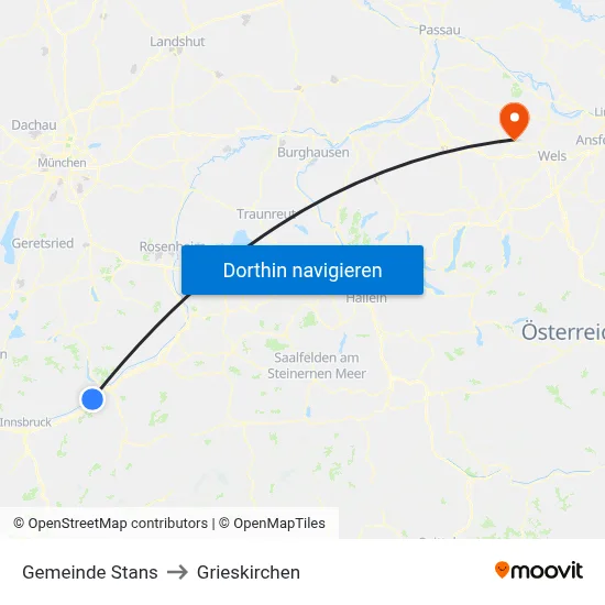 Gemeinde Stans to Grieskirchen map
