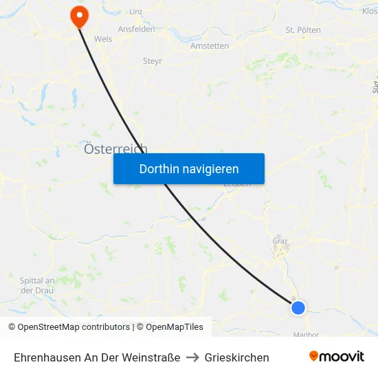 Ehrenhausen An Der Weinstraße to Grieskirchen map