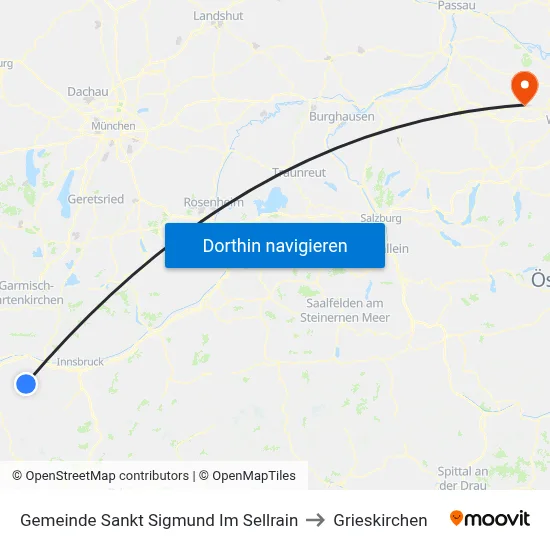 Gemeinde Sankt Sigmund Im Sellrain to Grieskirchen map