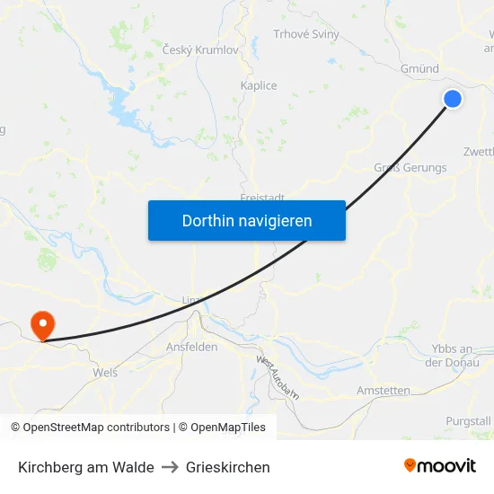 Kirchberg am Walde to Grieskirchen map