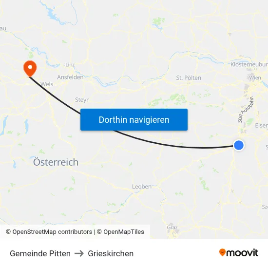 Gemeinde Pitten to Grieskirchen map