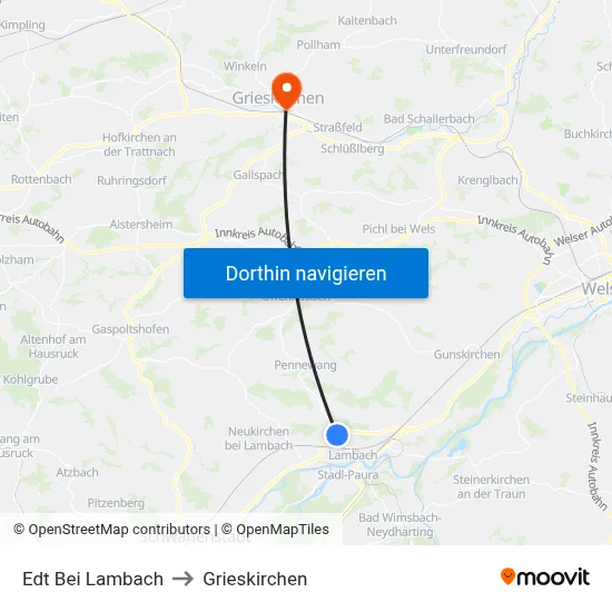 Edt Bei Lambach to Grieskirchen map